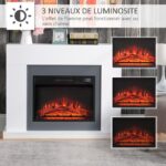 Cheminée électrique grande taille 2000 W aspect bois blanc – Image 3