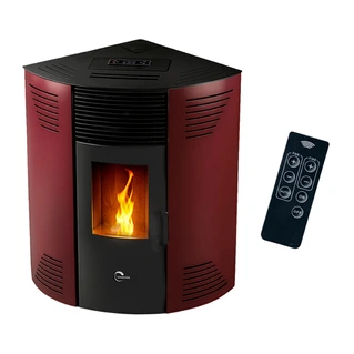 Poêle à granulés d'angle étanche Sannover Iseos 12.2 kW Bordeaux