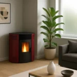 Poêle à granulés d'angle étanche Sannover  Iseos 12.2 kW Bordeaux + Kit d'installation – Image 2