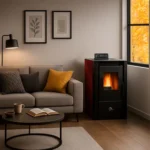 Poêle à granulés étanche Sannover Anita 9.4 KW Bordeaux + Kit d'installation – Image 3