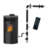 Poêle à granulés étanche Sannover Flavia 15 kW Noir + Kit d'installation Complet