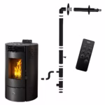 Poêle à granulés étanche Sannover Azora 11.6 kW Noir + Kit d'installation – Image 2