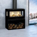 Poêle à bois moderne avec range bûches BRONPI Cairo 903C Box 13 kW