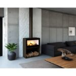Poêle à bois moderne pose libre suspendu ou avec bûcher BRONPI Cairo 110 Box 15 kW – Image 3