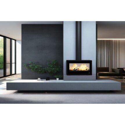 Poêle à bois moderne pose libre, suspendu ou avec bûcher BRONPI Cairo 110 Box 15 kW