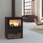 Poêle à bois raccordable avec range bûches BRONPI Cairo 70 Box 12 kW