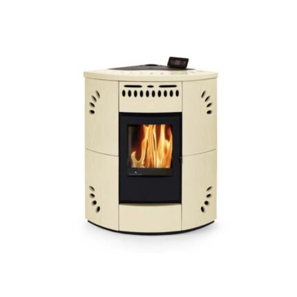 Poêle à granulés d'angle en céramique ORIGINE PHEBO Gaia 5S 12.2 kW